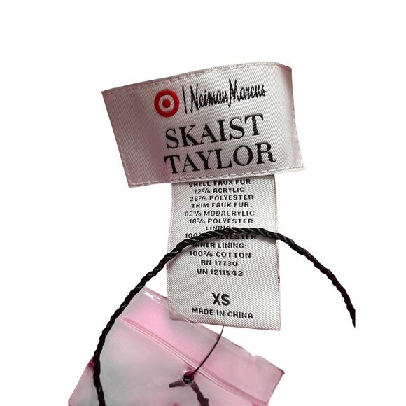 Skaist Taylor Faux Fur Vest Womens XS Black Feather Trim Neiman Marcus Target - Picture 6 of 8